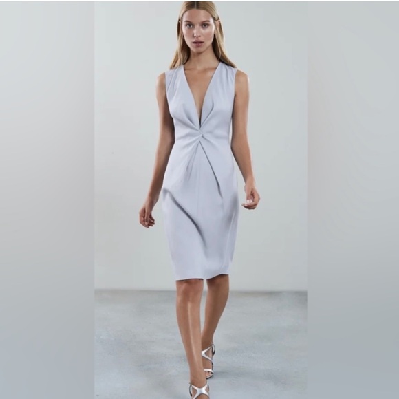 Reiss Mosaic Twist Midi Dress in Silver Lake, New with Tags Size 4 - Picture 1 of 9